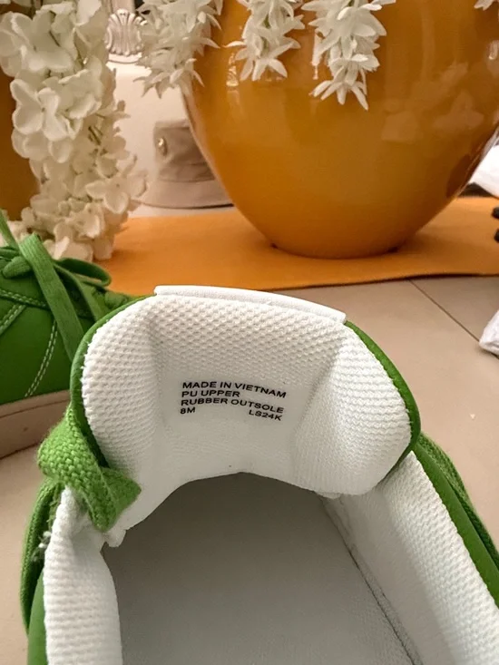 Michael Kors Bright Green Leather & Suede Lace-Up Sneakers - Picture 6 of 7